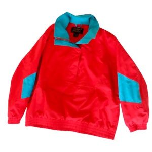 VINTAGE 1990s EDDIE BAUER~GORE-TEX WINDBREAKER LADIES' JACKET~RED+TURQUOISE